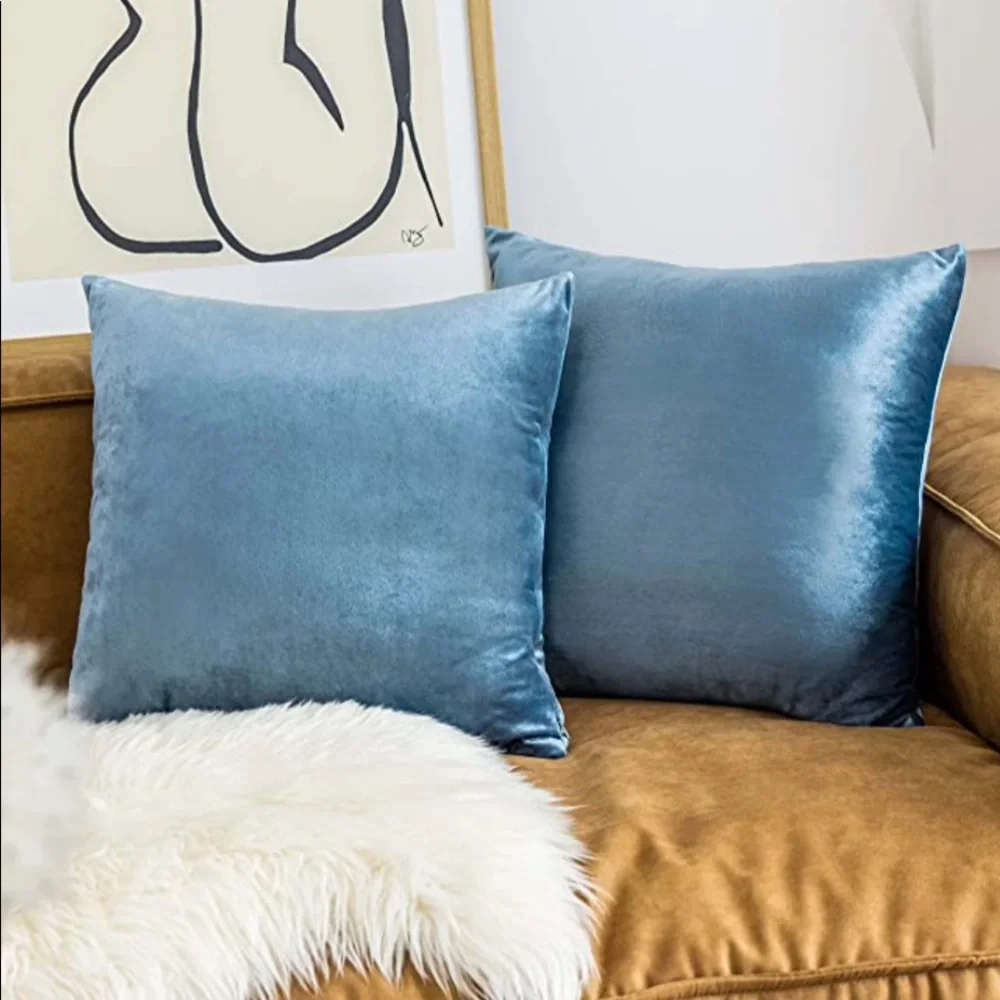 NWT Blue Velvet Pillow Cover